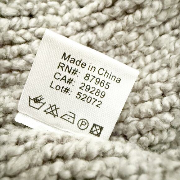 ELAN | Mock Neck Oversized Sweater Poncho Knit Gray Turtleneck Cotton Blend | OS - Picture 7 of 8